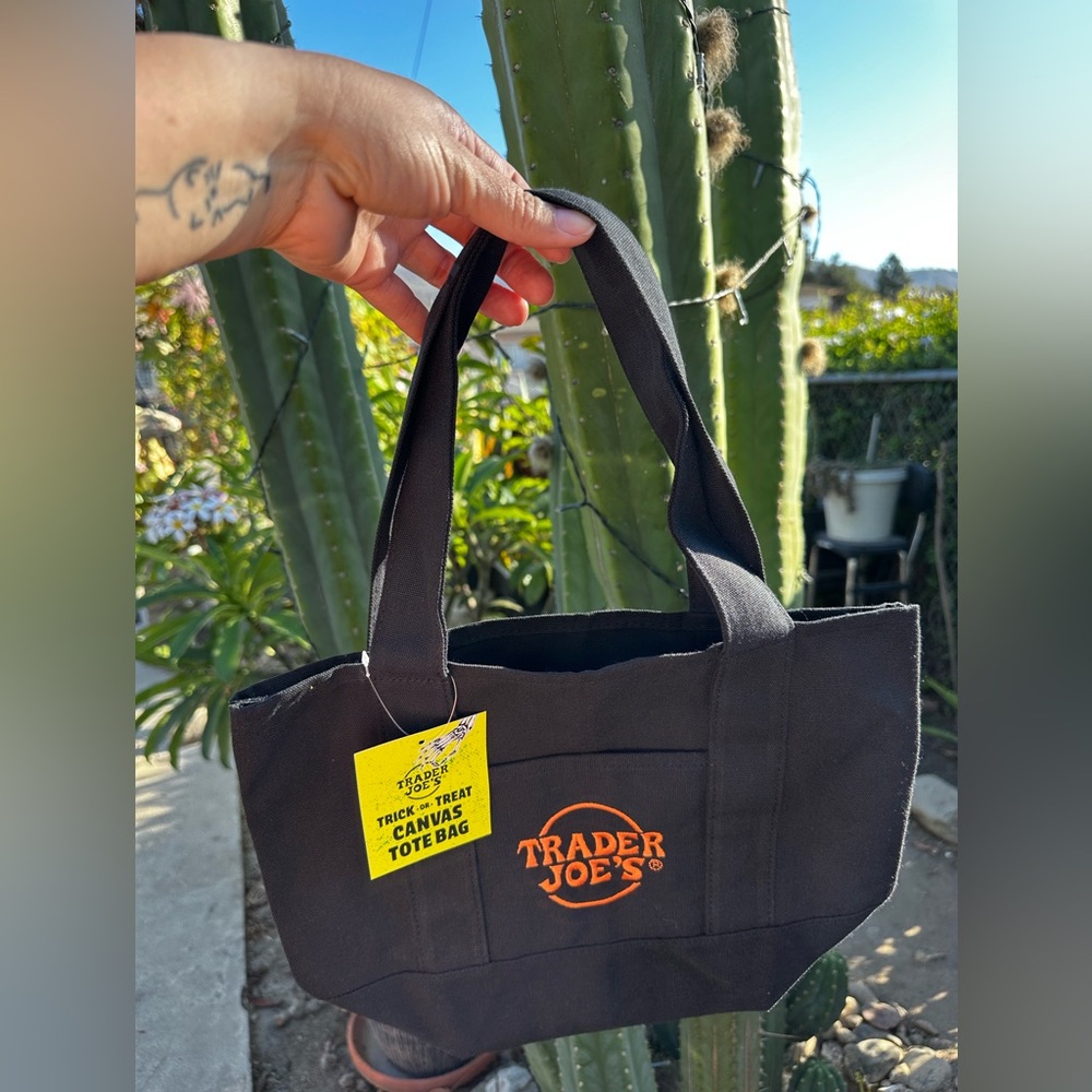 Black Trader Joe’s Trick or Treat mini canvas tote bag